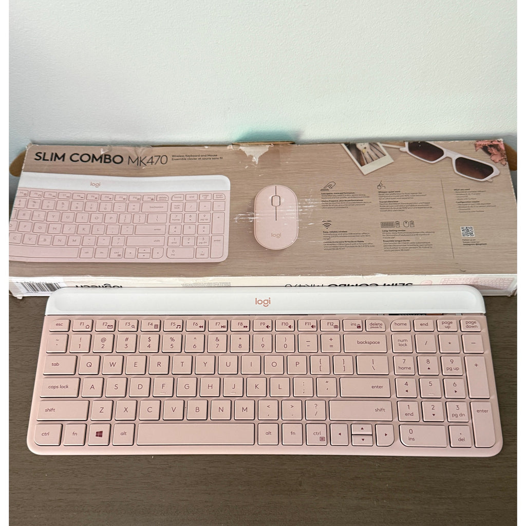Logitech MK470 Keyboard PINK USB-A Low-Profile Full-Size Keyboard - NO MOUSE