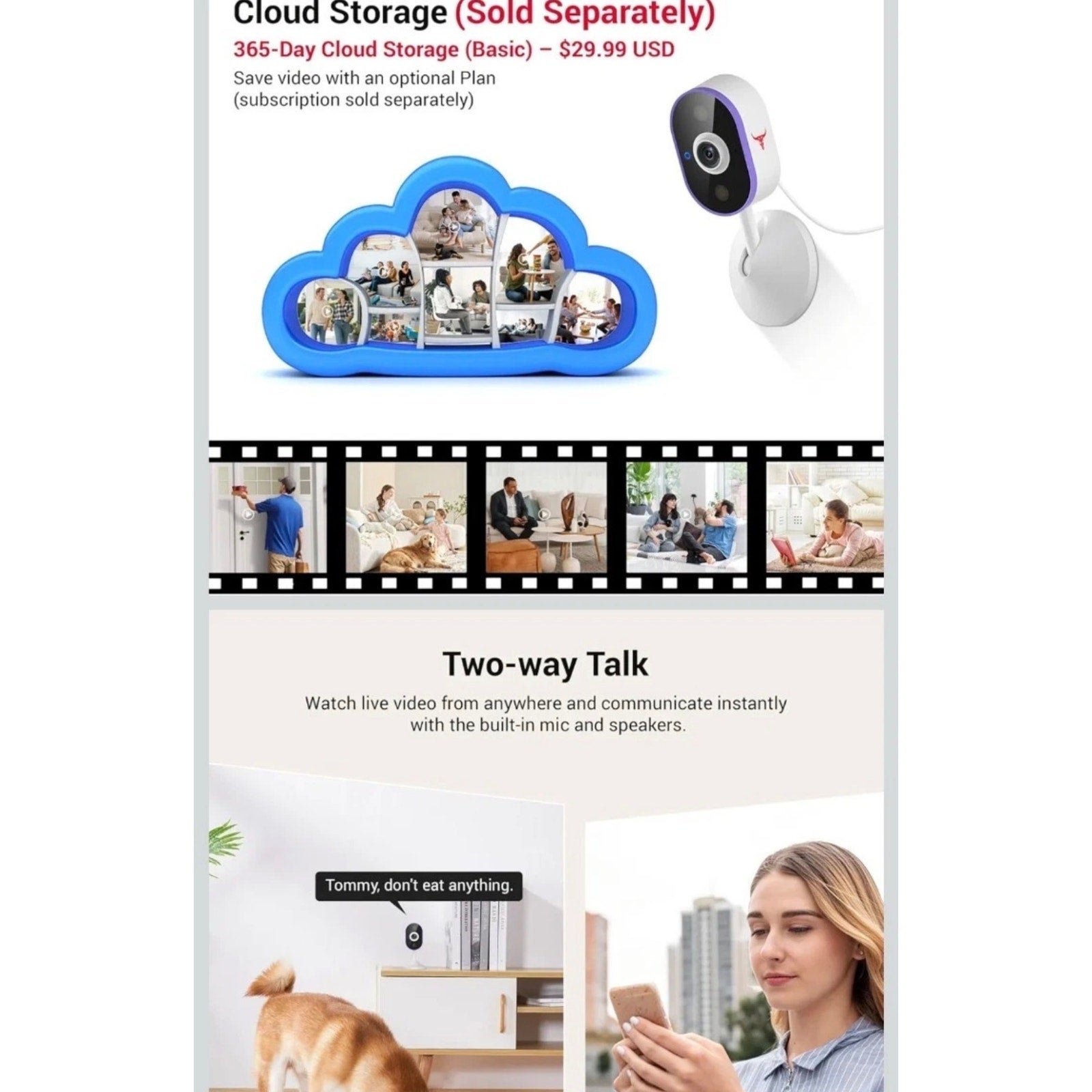 FineLuck C100 Indoor Security Camera AI Night Vision Two-way Talk Wi-Fi NEW