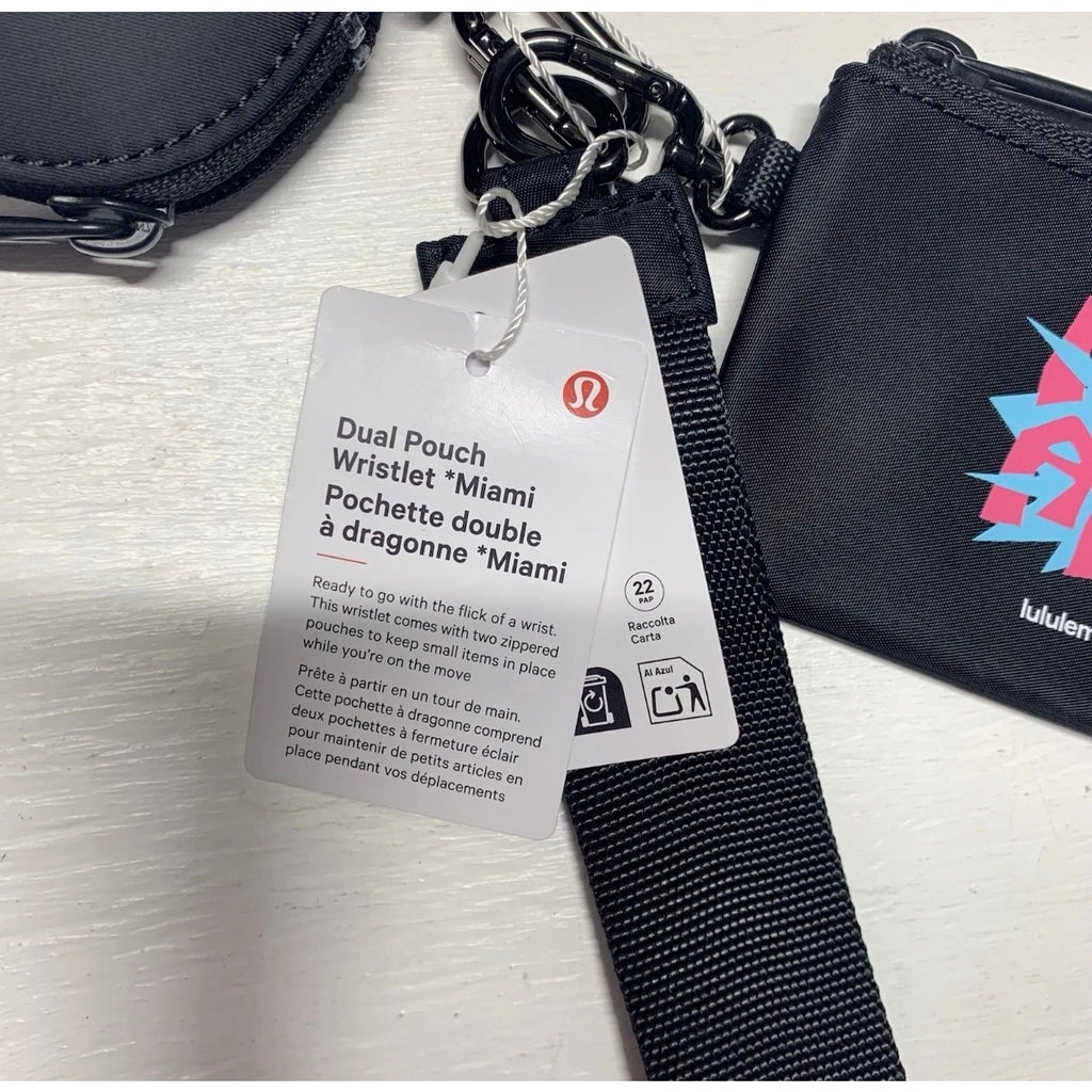 Exclusive Lululemon × Miami Collab Dual
Pouch Wristlet Black Rare Piece NWT
