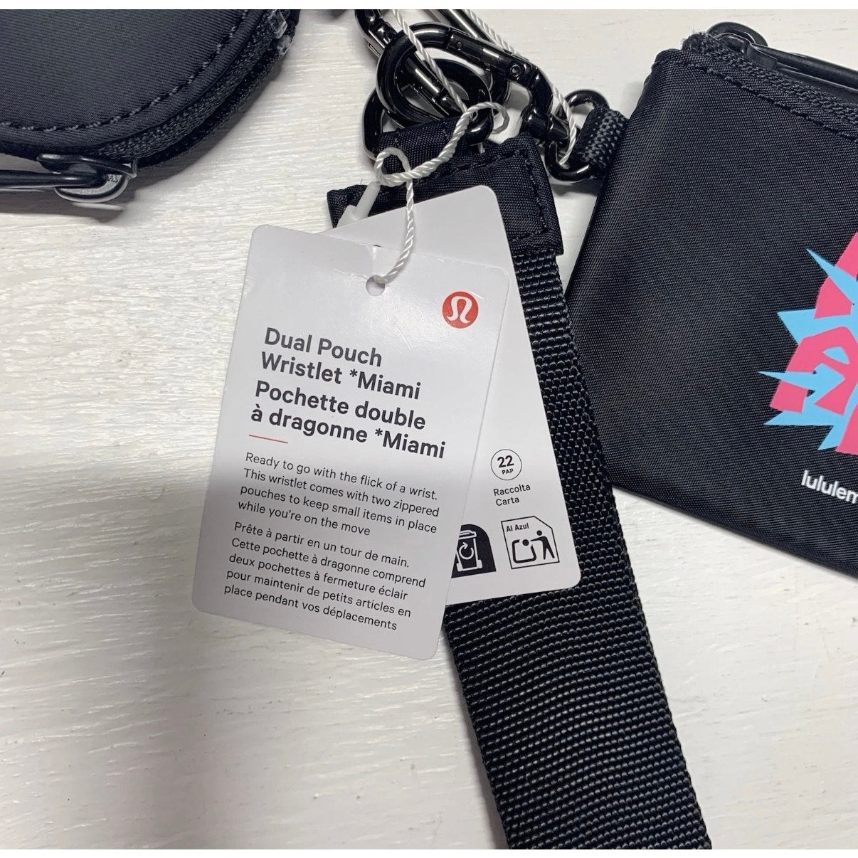 Exclusive Lululemon × Miami Collab Dual
Pouch Wristlet Black Rare Piece NWT
