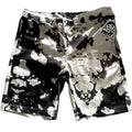 Mens Neff Board Shorts Elastic Waist Drawstring Pockets Black White Splat Sz XL