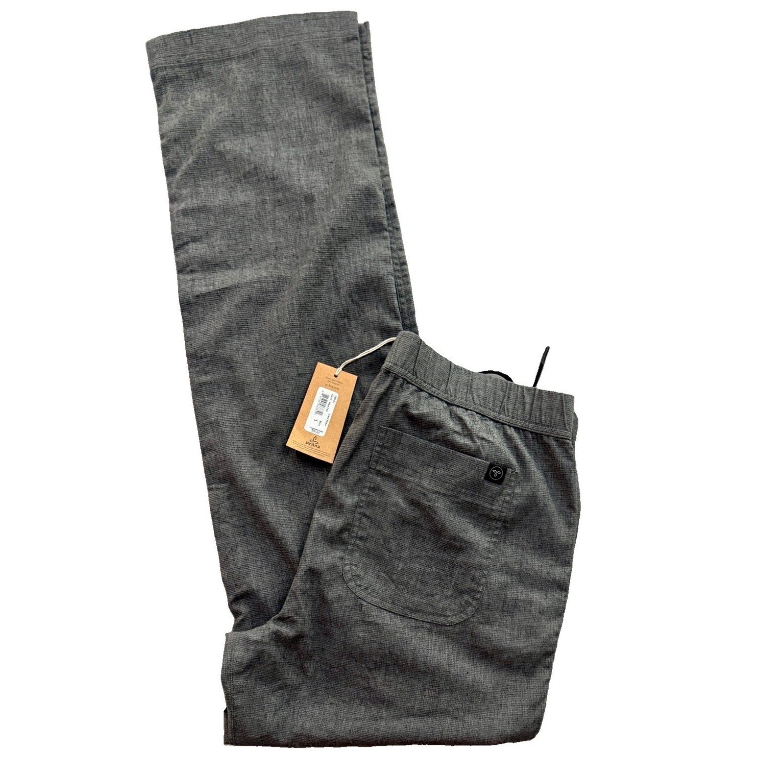 prAna Men’s Vaha E‑Waist Pants Gravel Grey Hemp Blend Large 34 Inseam NWT