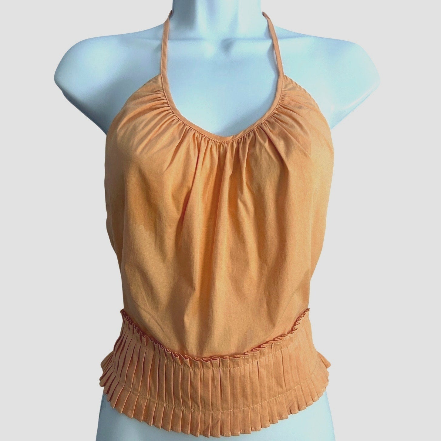 Ramy Brook Charlie Halter Top Size Small Tropical Peach Pleated Hem Retail $245