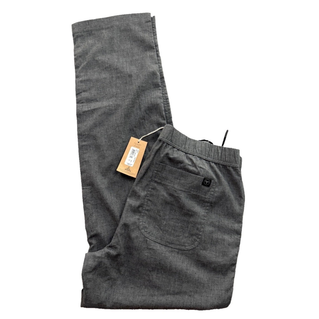 prAna Men’s Vaha E‑Waist Pants Gravel Grey Hemp Blend Large 34 Inseam NWT
