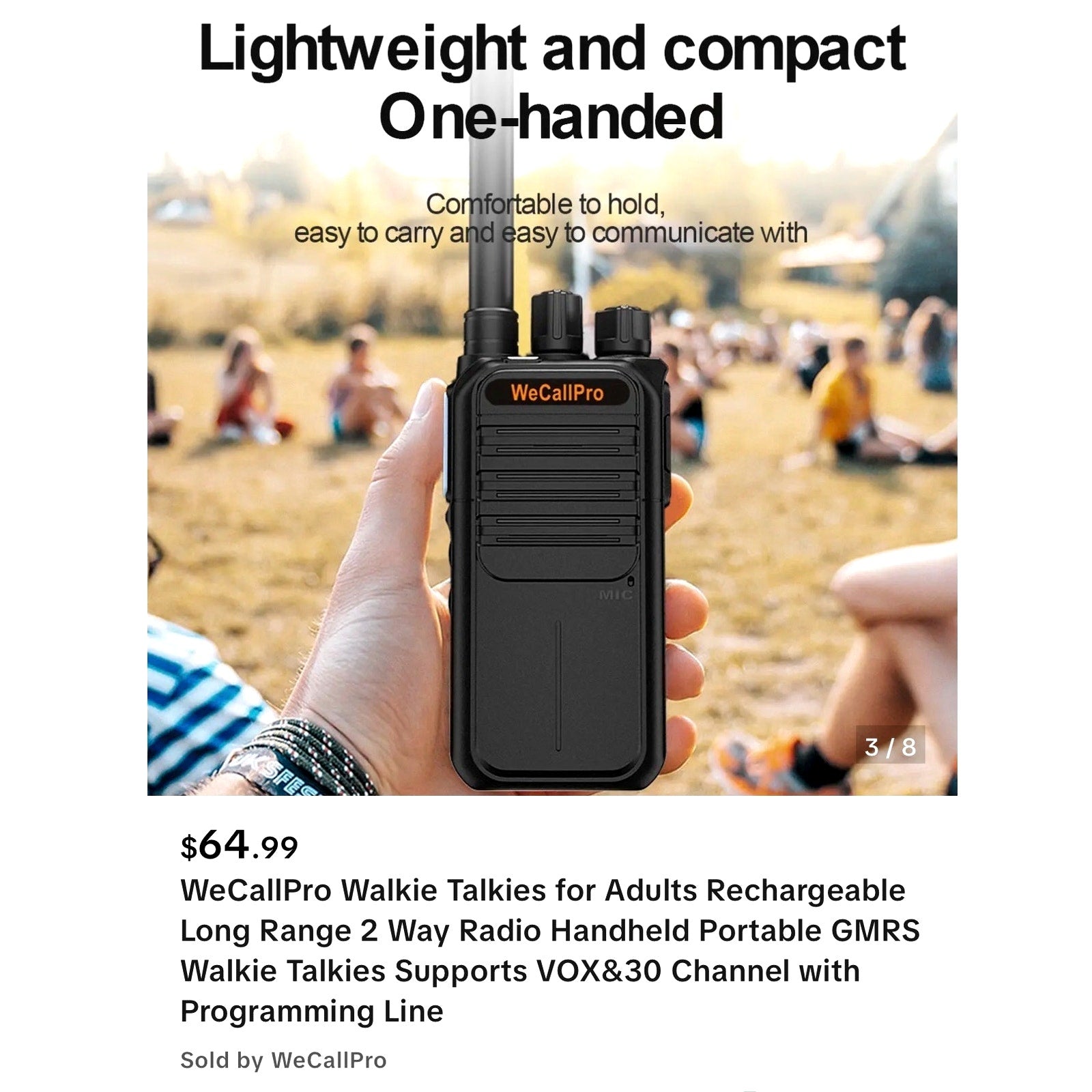 WeCallPro Long‑Range Walkie‑Talkie 2600mAh USB Fast Charge + Full Kit New in Box