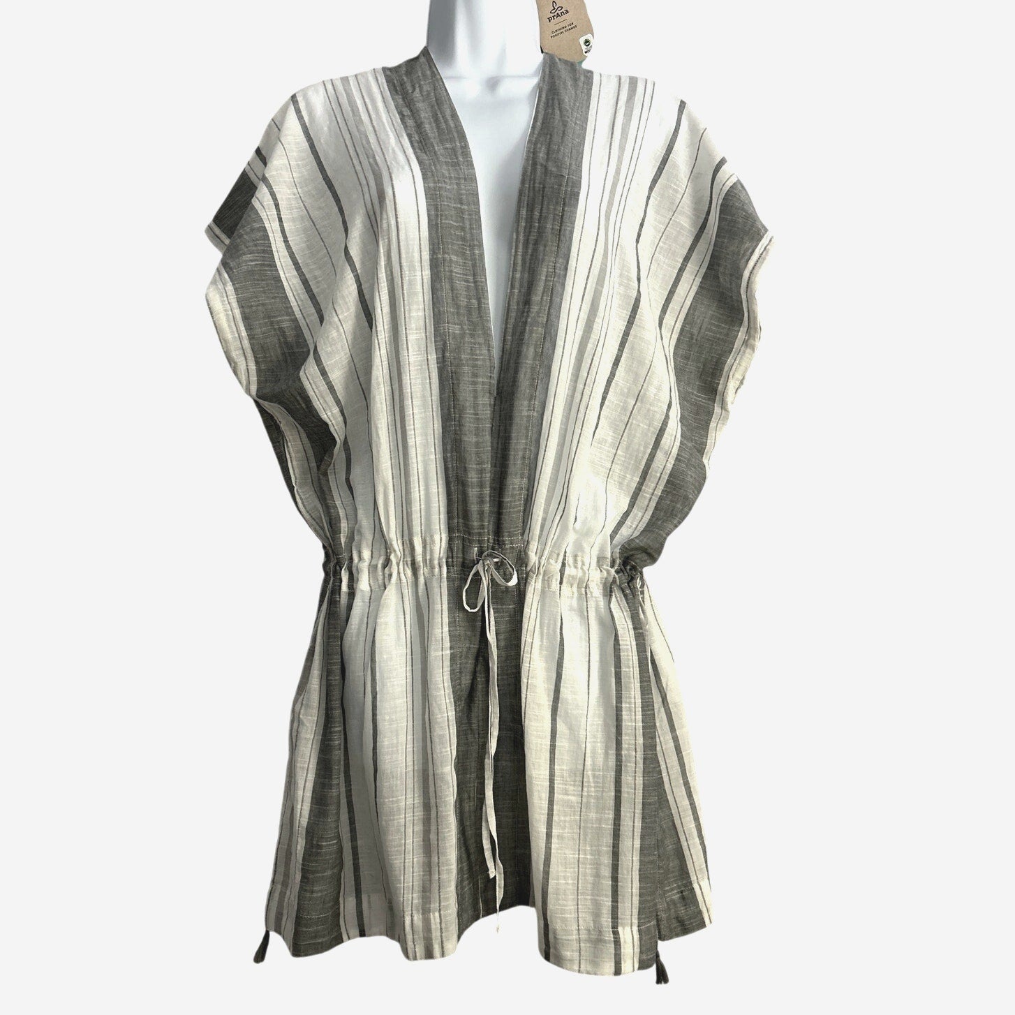prAna Marina Bay Tunic S • Organic Cotton • Grey Stripe • Relaxed Gauzy Fit NWT