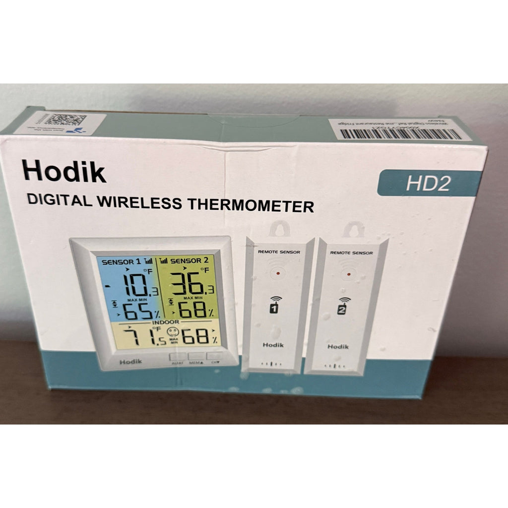 Hodik Digital Wireless Thermometer Refrigerator Freezer Alarm 2 Remote Sensors
