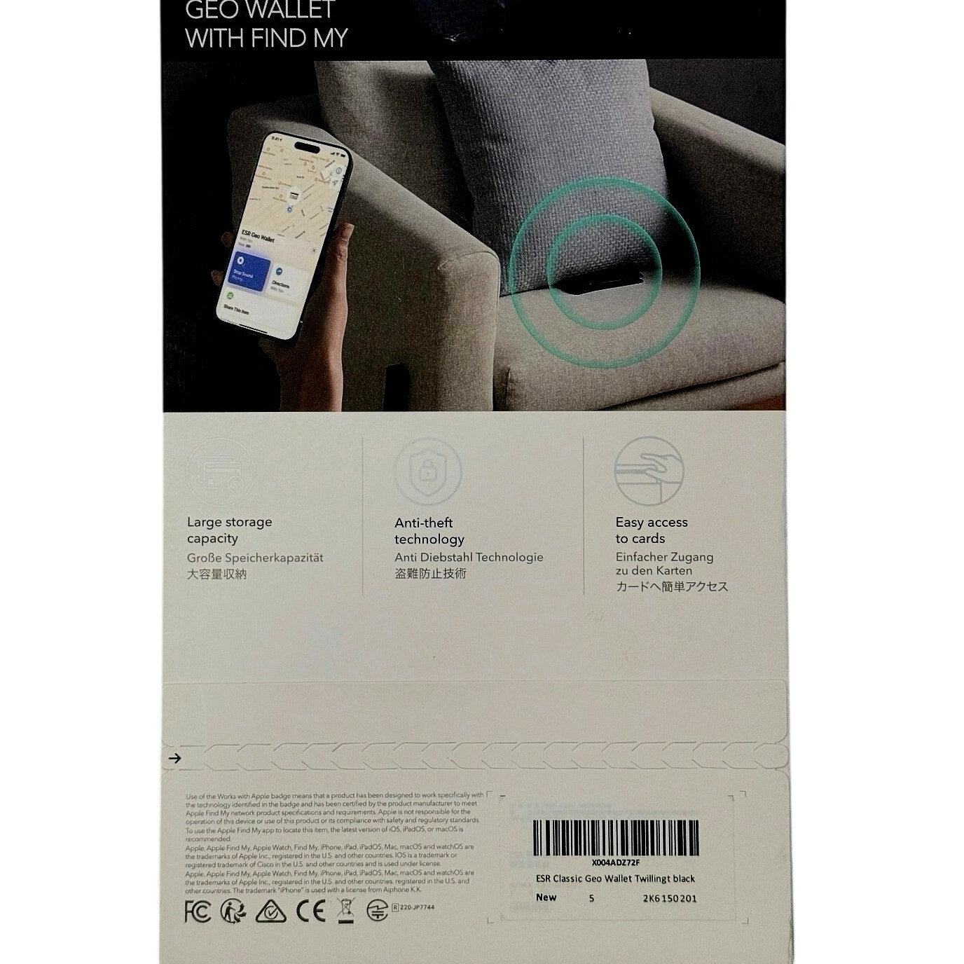 ESR Geo Wallet with Find My, RFID Blocking, GPS Wallet for Men, Wallet Tracker