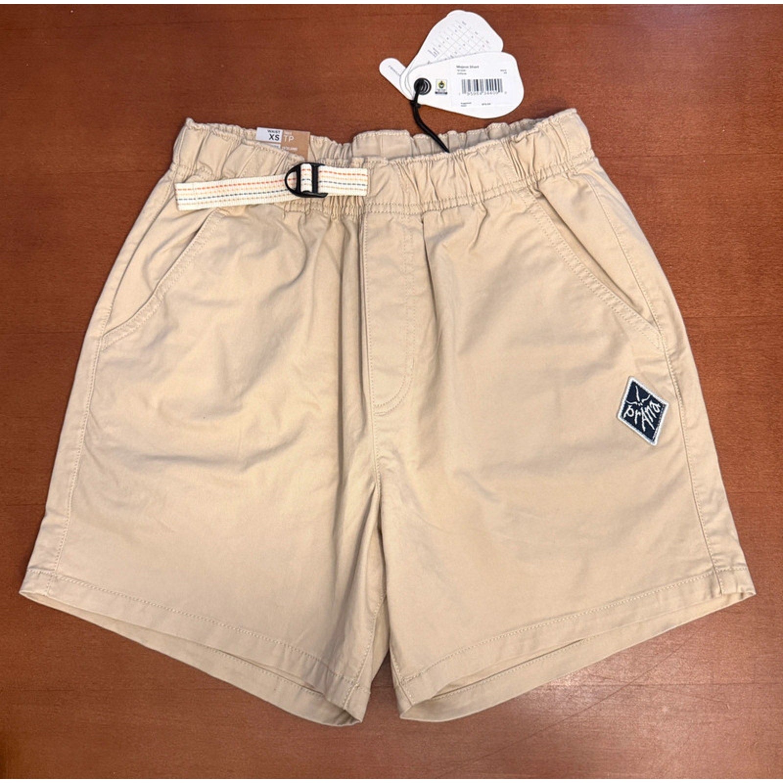 Prana Orig. Co-Ed Collection Mojave Shorts Khaki 5" inseam Women Small / Men XS