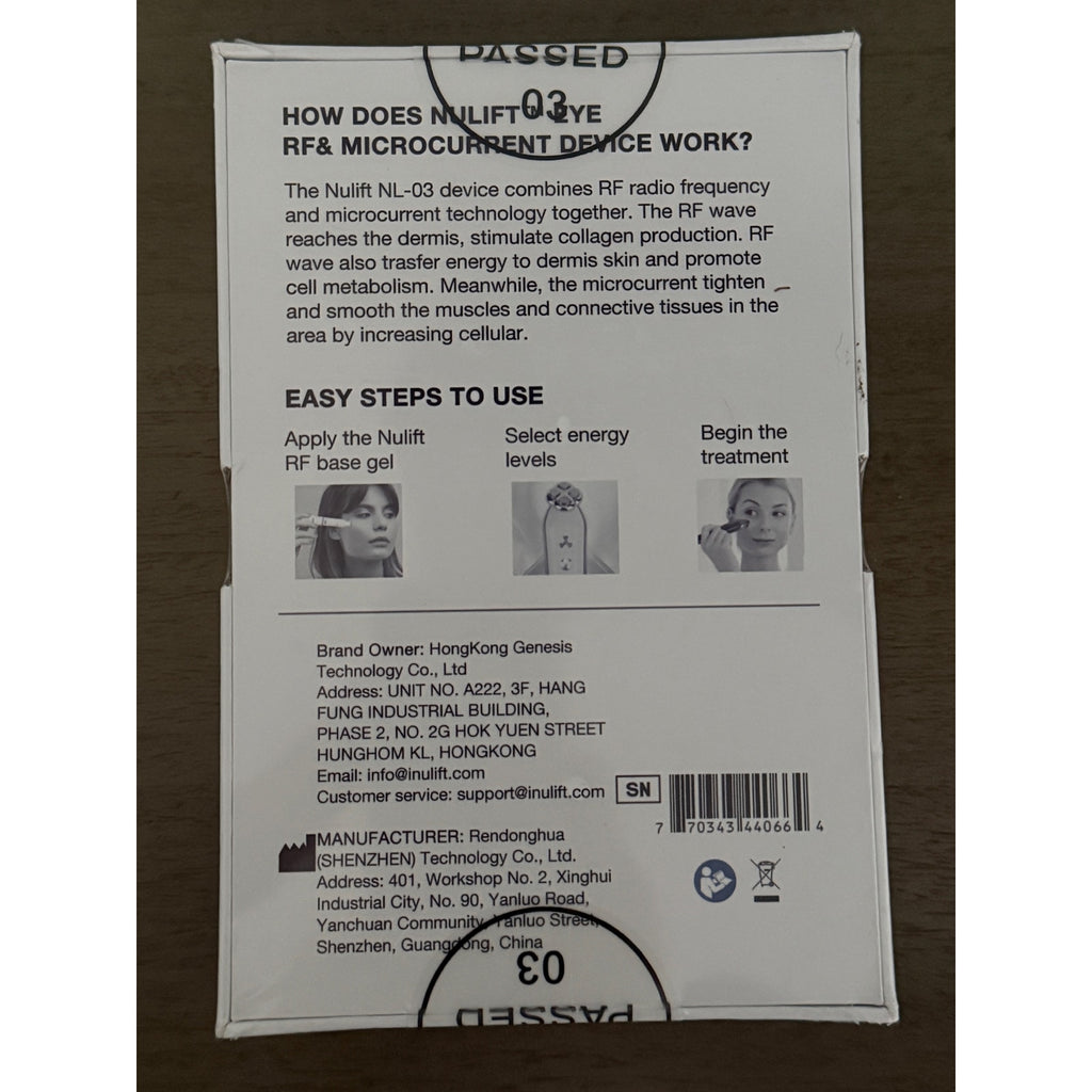 Nulift Eye RF & Microcurrent Bags Fine Lines Puffiness Dark Circles New Sealed