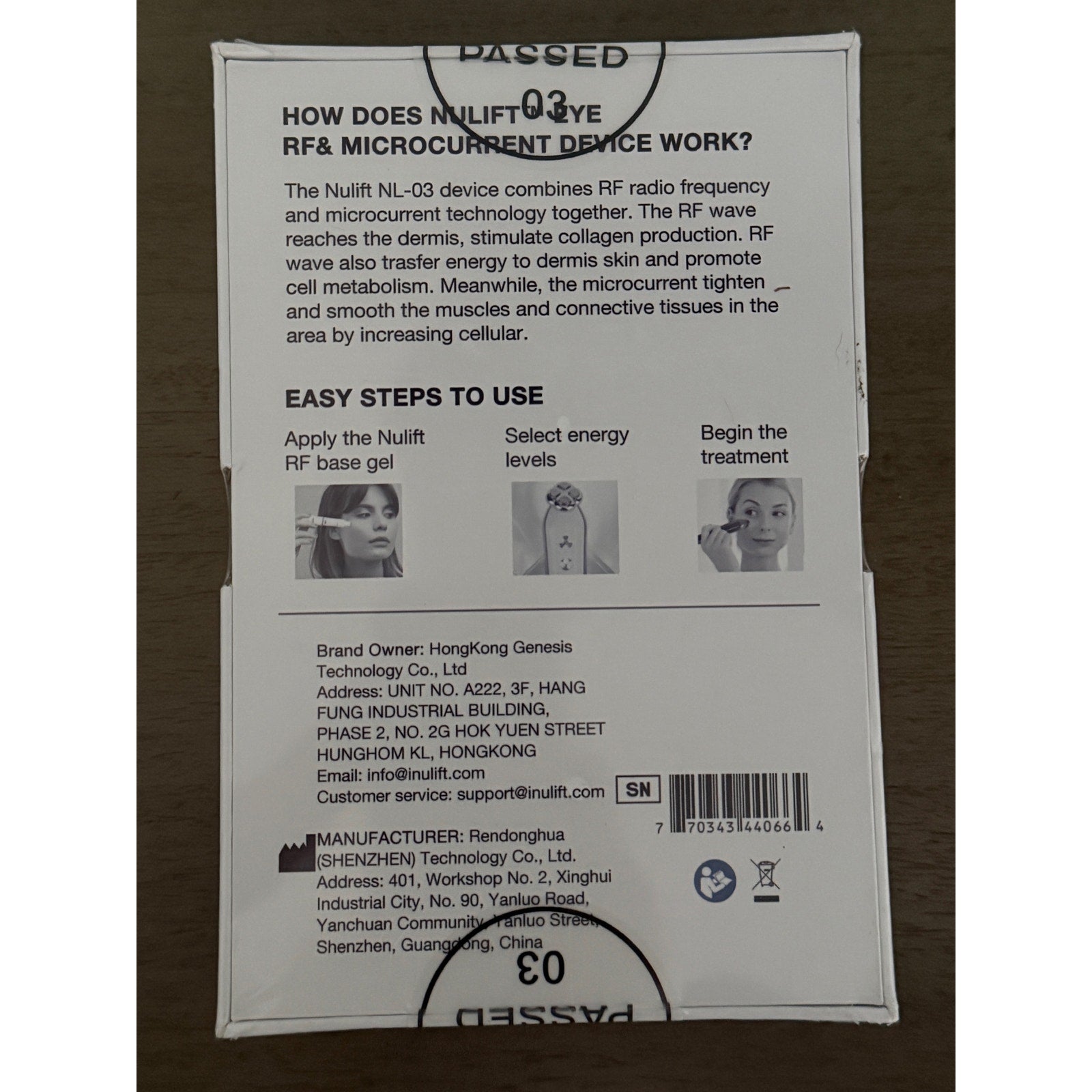 Nulift Eye RF & Microcurrent Bags Fine Lines Puffiness Dark Circles New Sealed