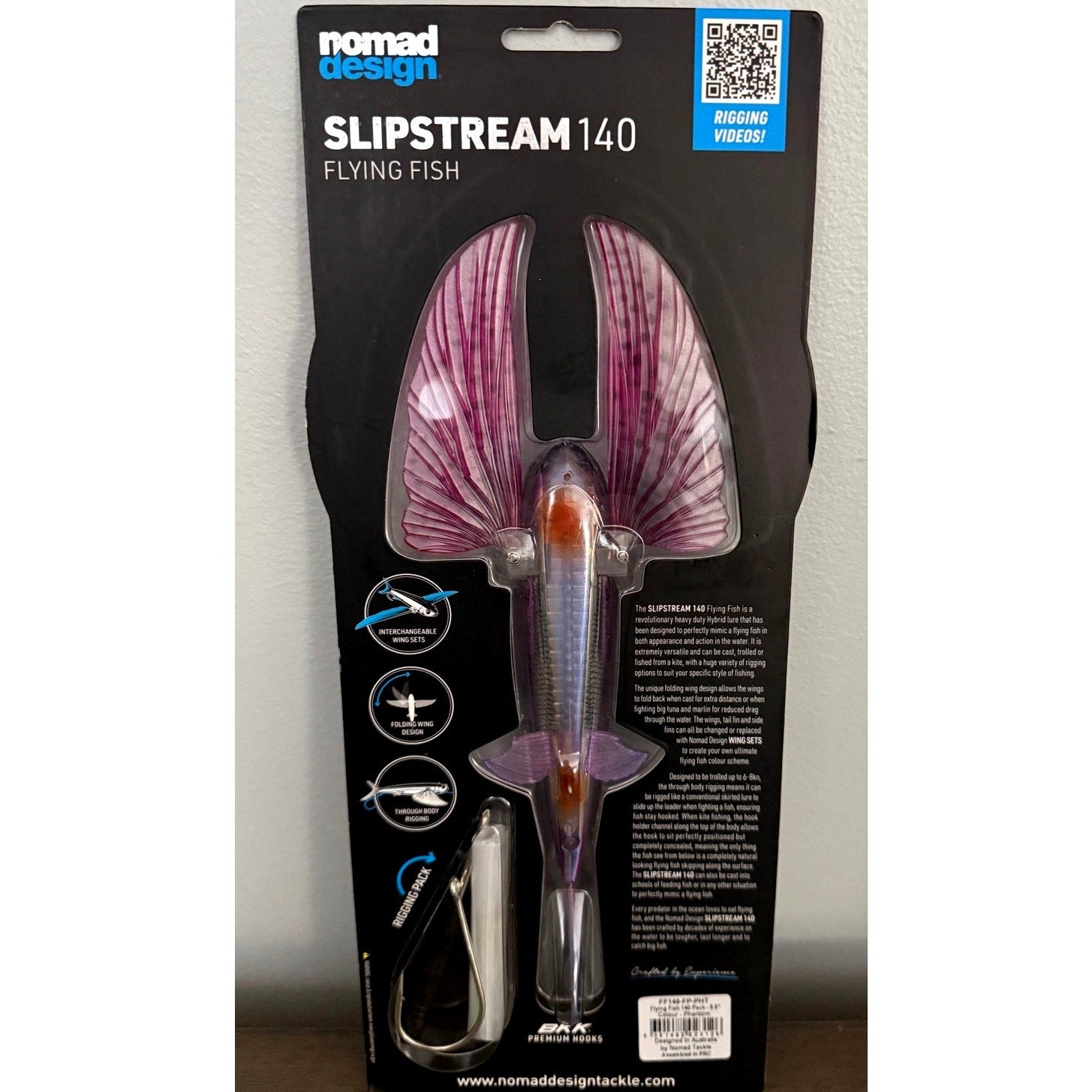 Nomad Design Slipstream 140 Flying Fish Purple Oceanic 5.5in Flying Fish Lure
