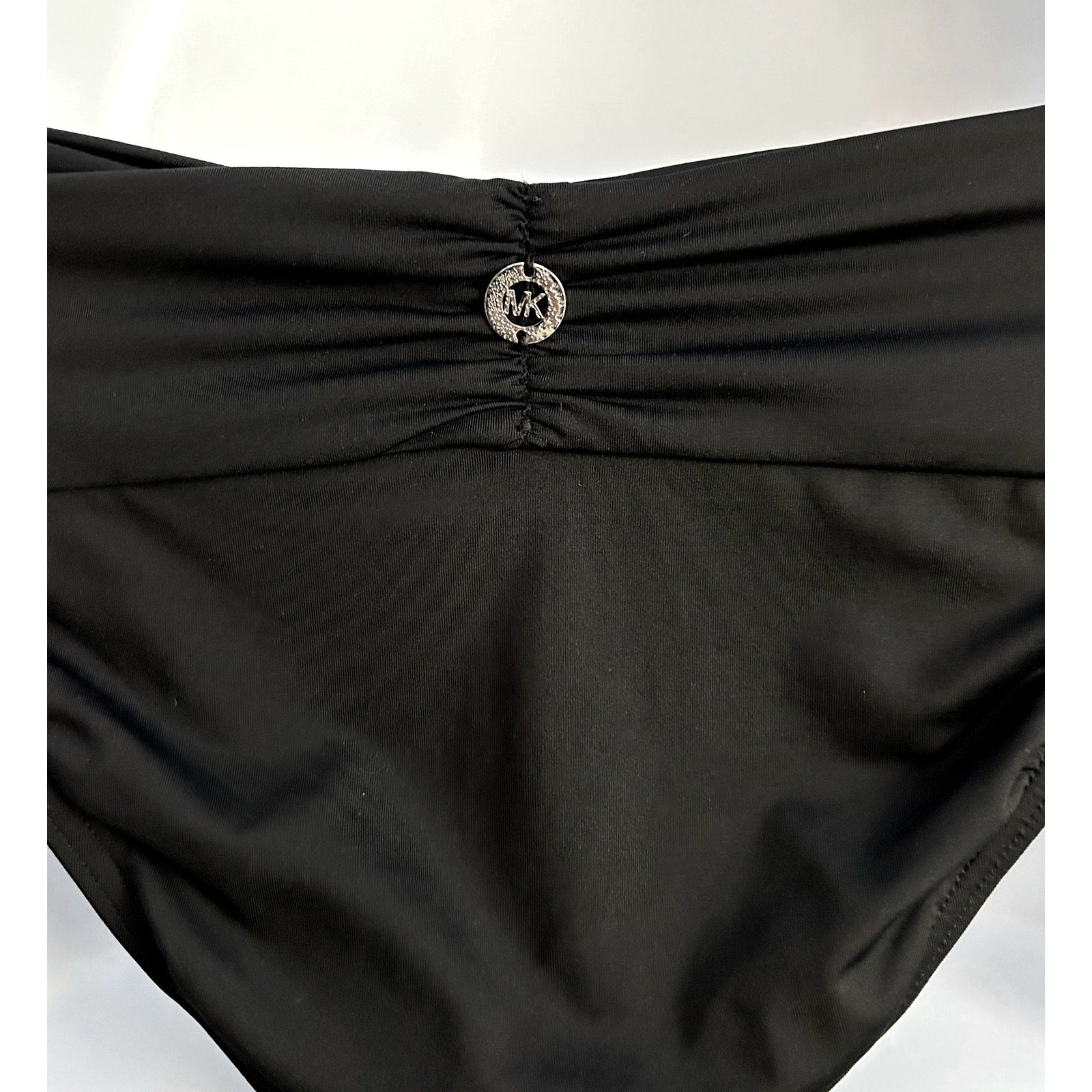 Michael Kors Ibiza Euro Gathered Bikini Swim Bottom Solid Black | Size Small NEW