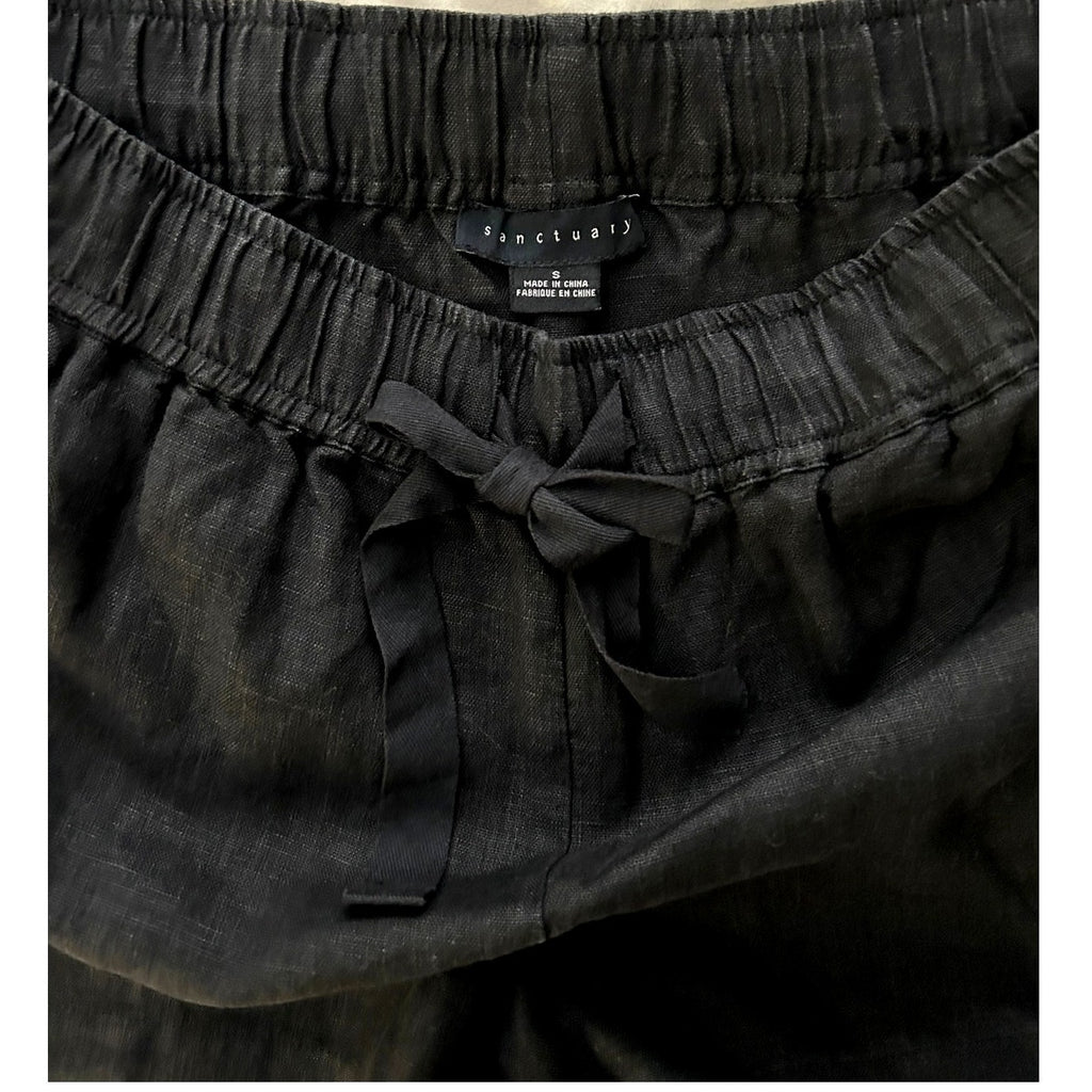 Sanctuary Linen Tie Waist Shorts w/ Side Pockets Onyx Charcoal Sz Small NWOT