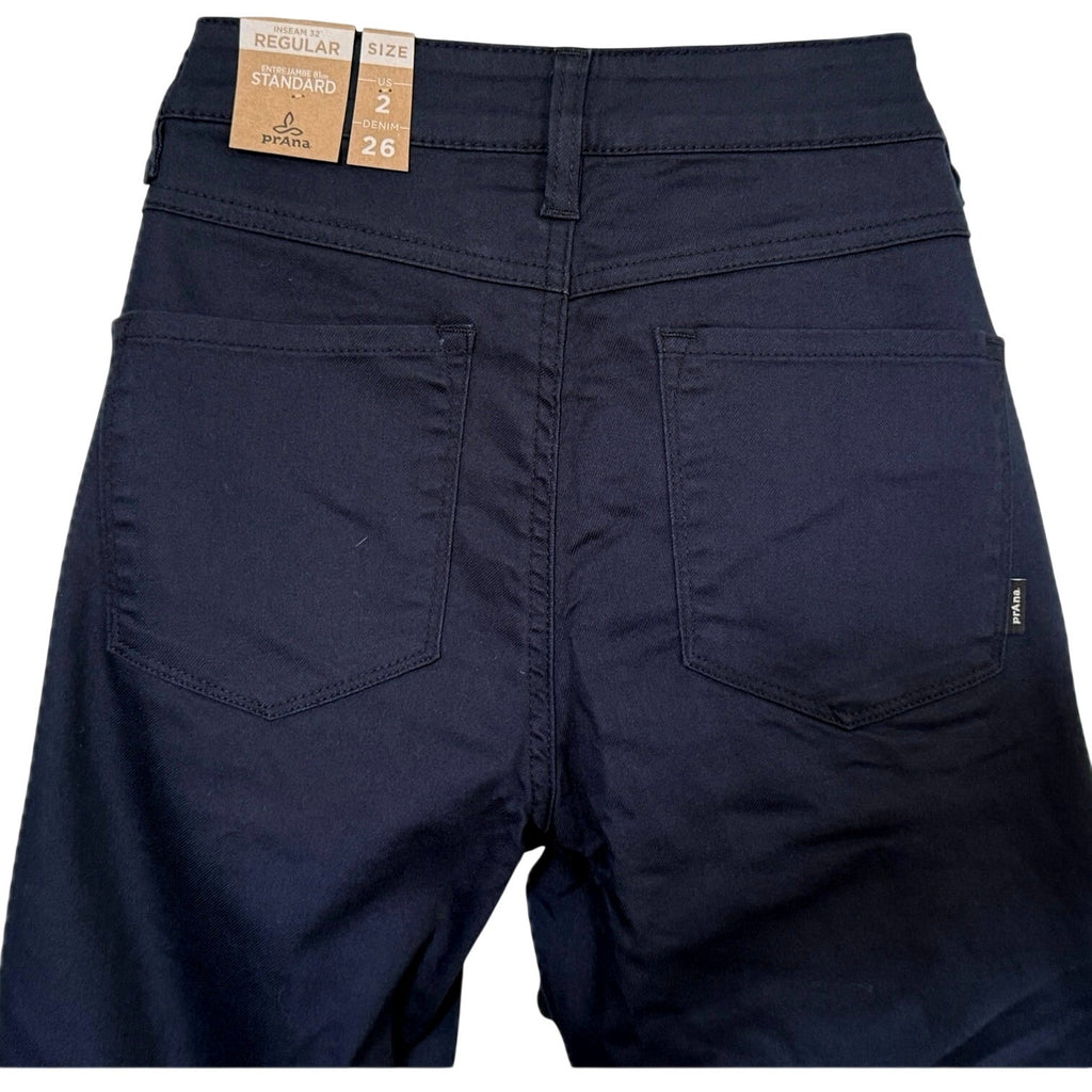 Women's PrAna Kayla Jeans Organic Stretch High Rise Indigo Blue Sz 2 32" inseam