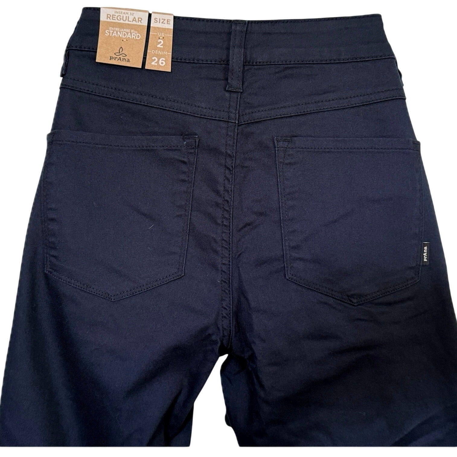 Women's PrAna Kayla Jeans Organic Stretch High Rise Indigo Blue Sz 2 32" inseam