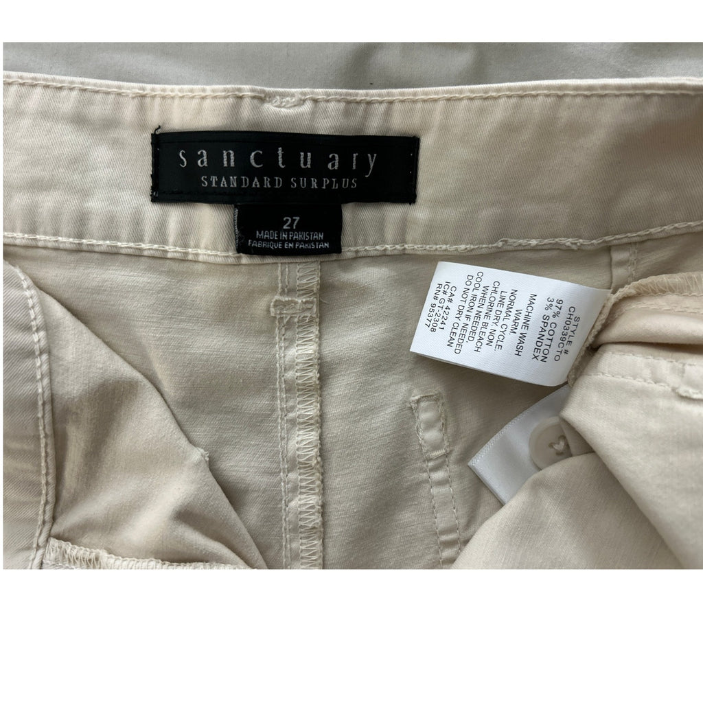 Sanctuary LA Standard Surplus Shorts Light Khaki Cotton Stretch Size 27 NWOT