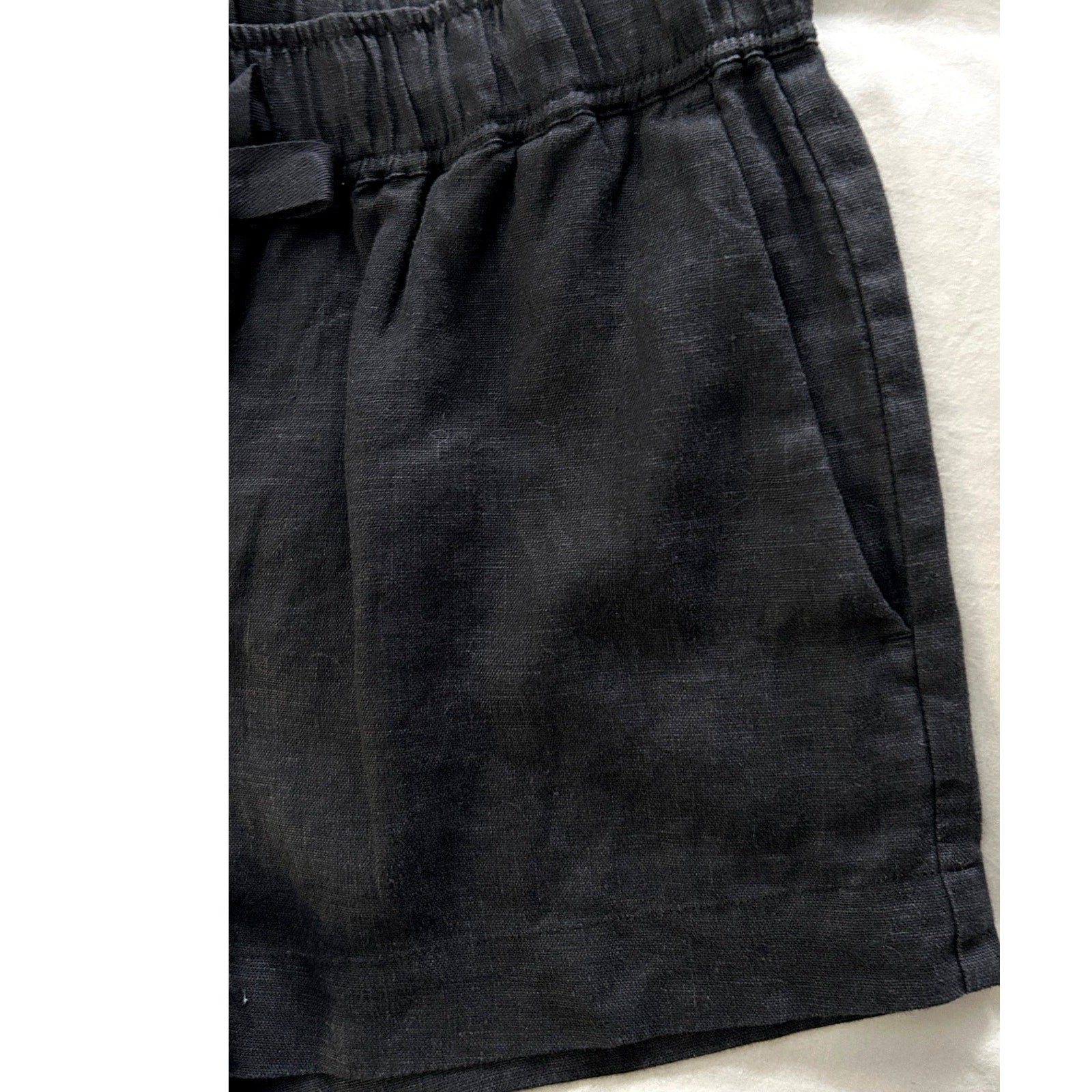Sanctuary Linen Tie Waist Shorts w/ Side Pockets Onyx Charcoal Sz Small NWOT