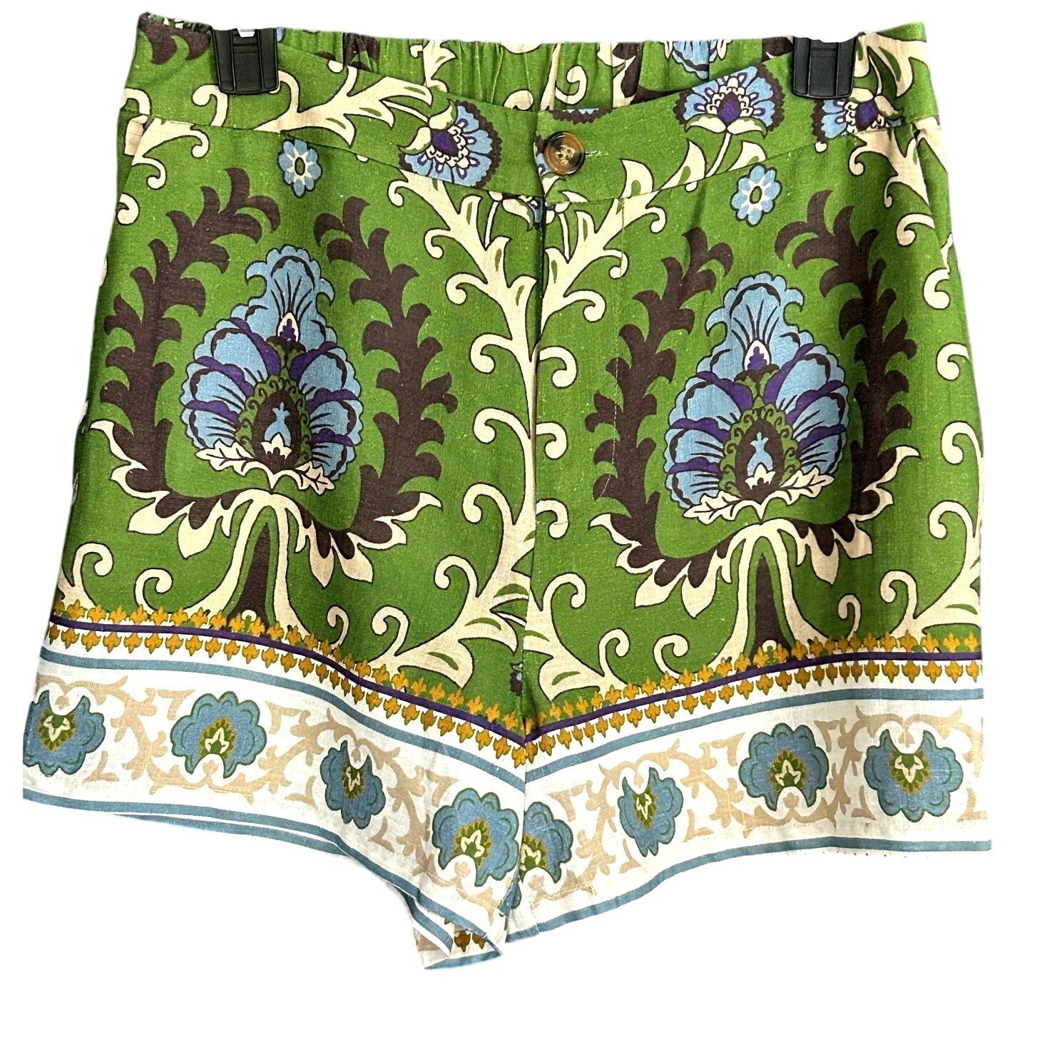 Sanctuary Spring Breaker High Rise Green Stylish Pattern Linen Shorts *Sz XS / S