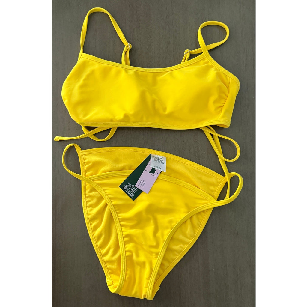 Wild Fable Yellow Bikini Set Small Wrap Strap Top & Matching Bottoms NWT