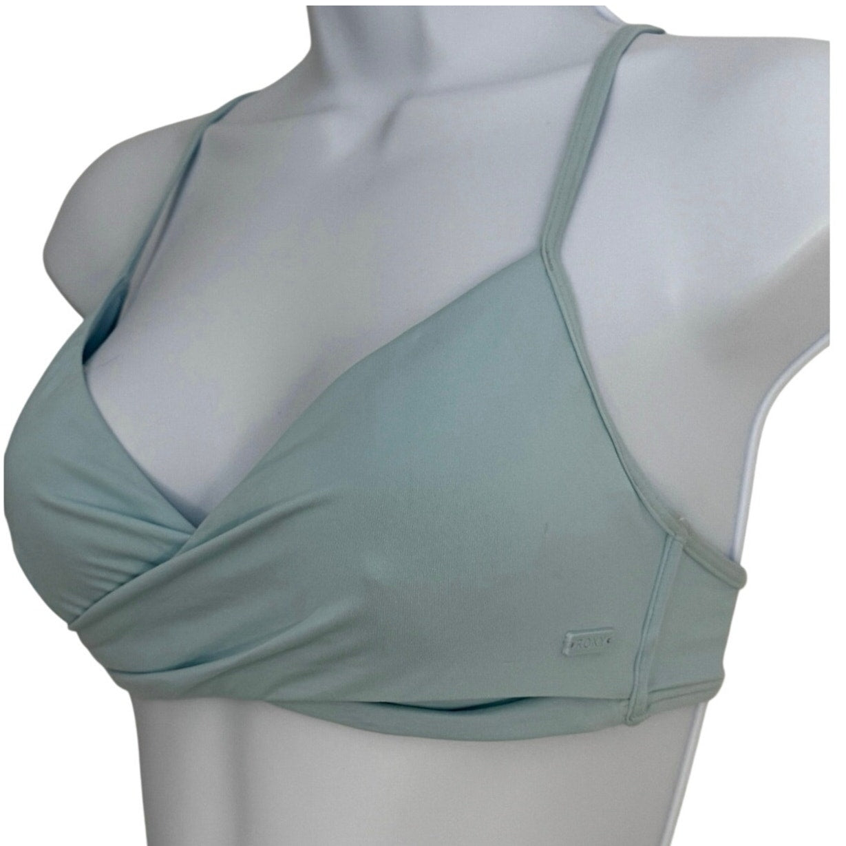 Roxy Light Blue Wrap Halter Bikini Top Size S  Swim Beach Surf Swimwear NWT
