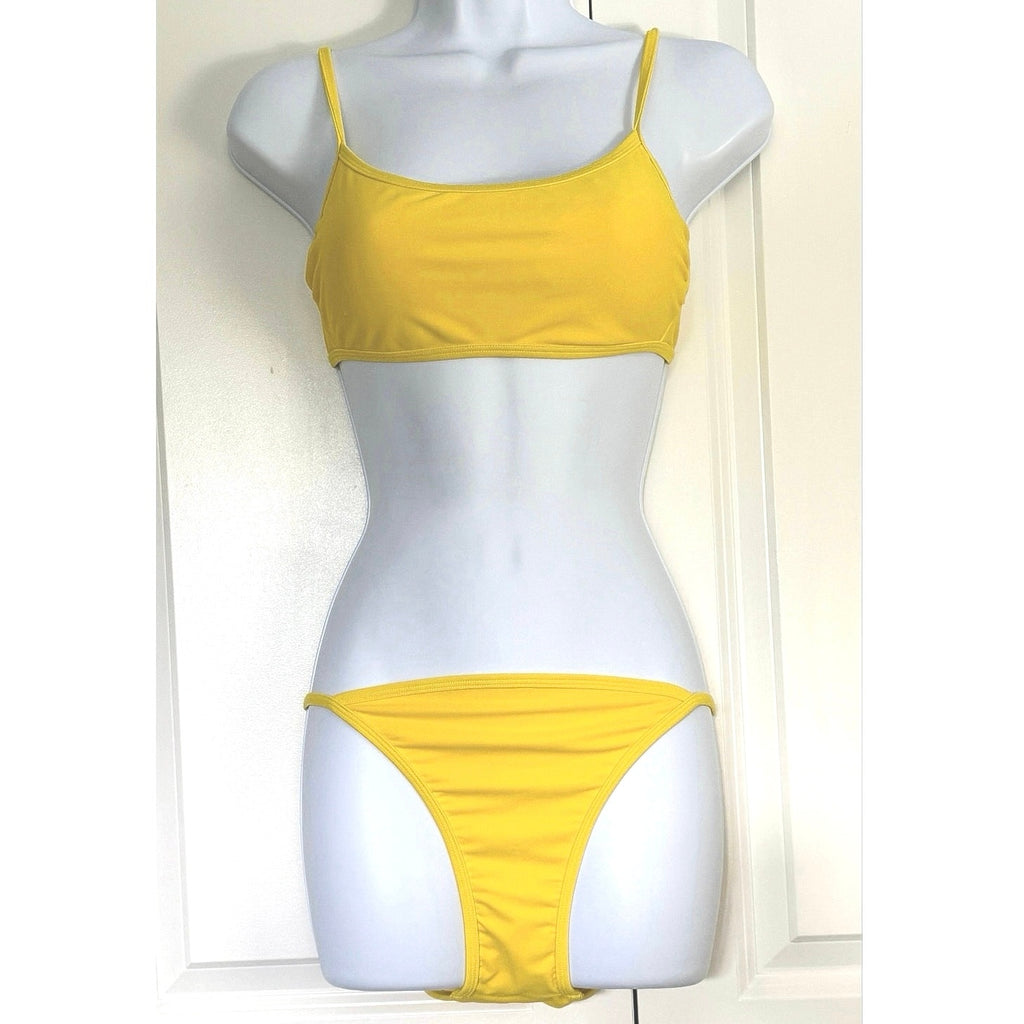 Wild Fable Yellow Bikini Set Small Wrap Strap Top & Matching Bottoms NWT