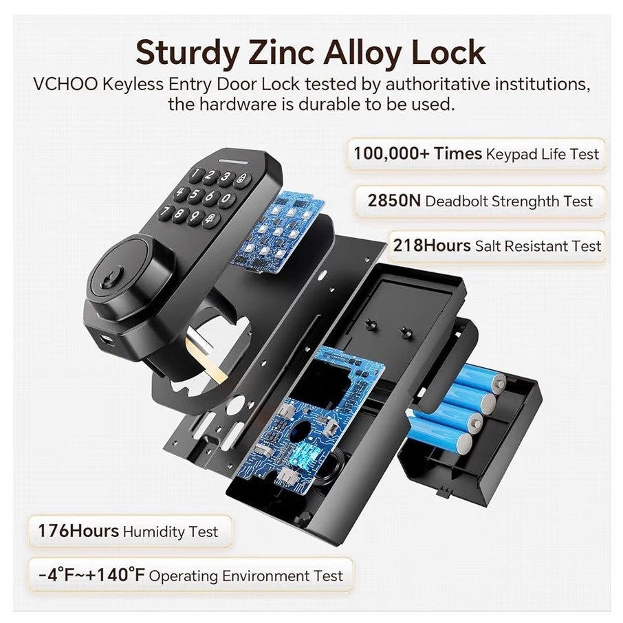 Smart Keyless Deadbolt Lock Set w/ Keypad & Door Knobs App Controlled MatteBlack