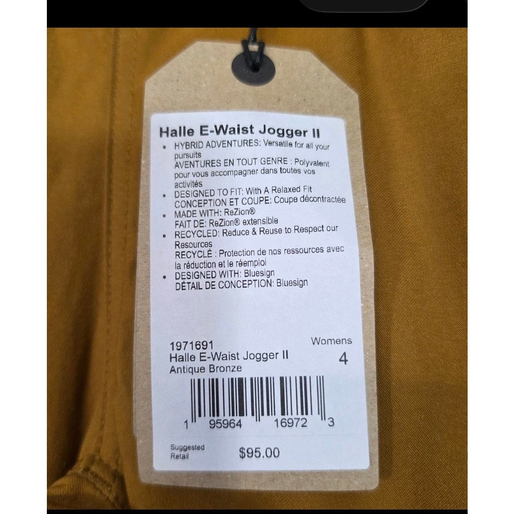 prAna Halle E‑Waist Jogger II – Tumeric Gold –Women's  Sizes 2 & 4 Available NWT