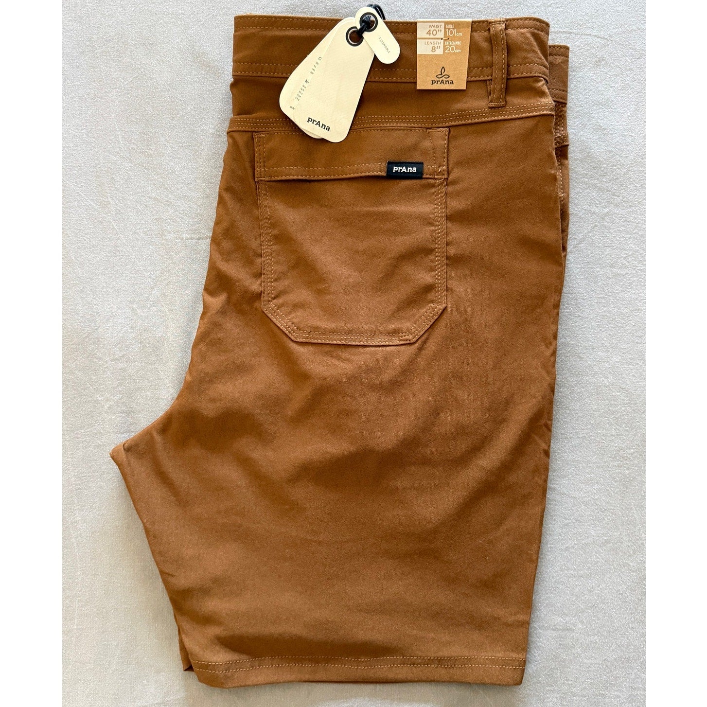 Mens PrAna Stretch Zion Short II w/ Belt Size 40" 8" -Sepia / Rust NWT *Also 38"