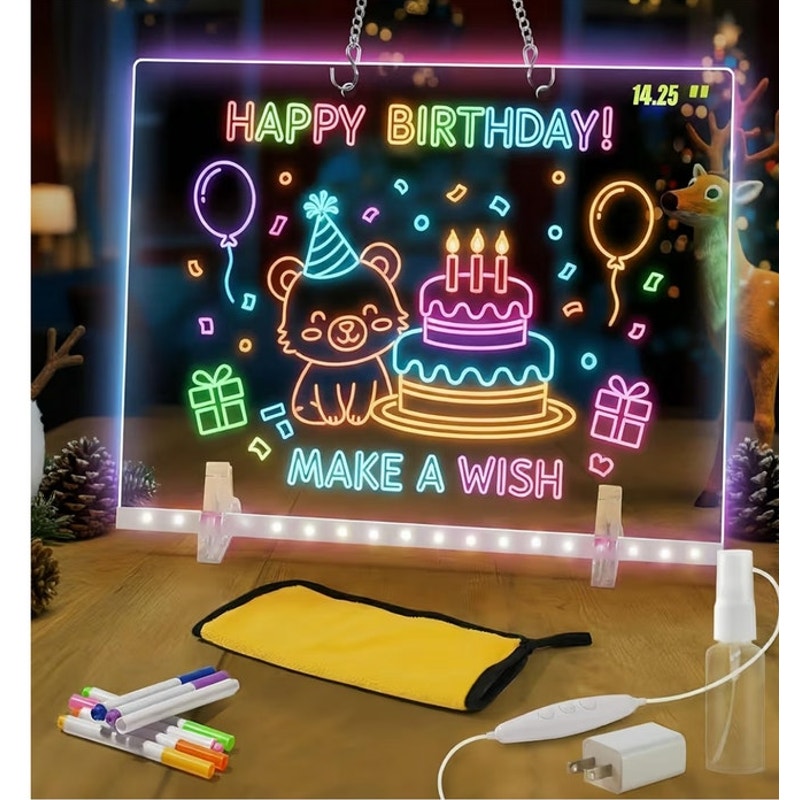 LED Acrylic Luminescent Message Board Lamp Light‑Up Sign Display  New Sealed