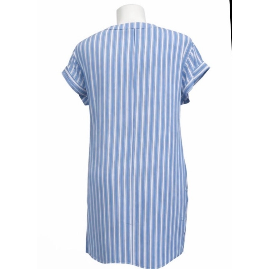 Gap Everyday Essentials Dress Blue & White Vertical Stripes Sz Medium NWT