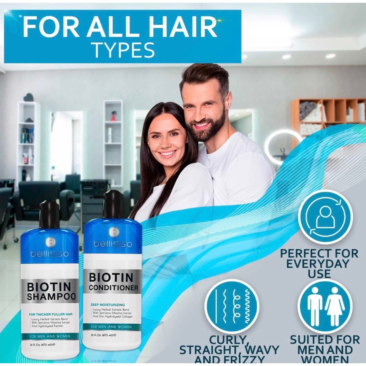 Biotin Shampoo & Conditioner Set - Sulfate & Paraben Free Treatment Men /Women