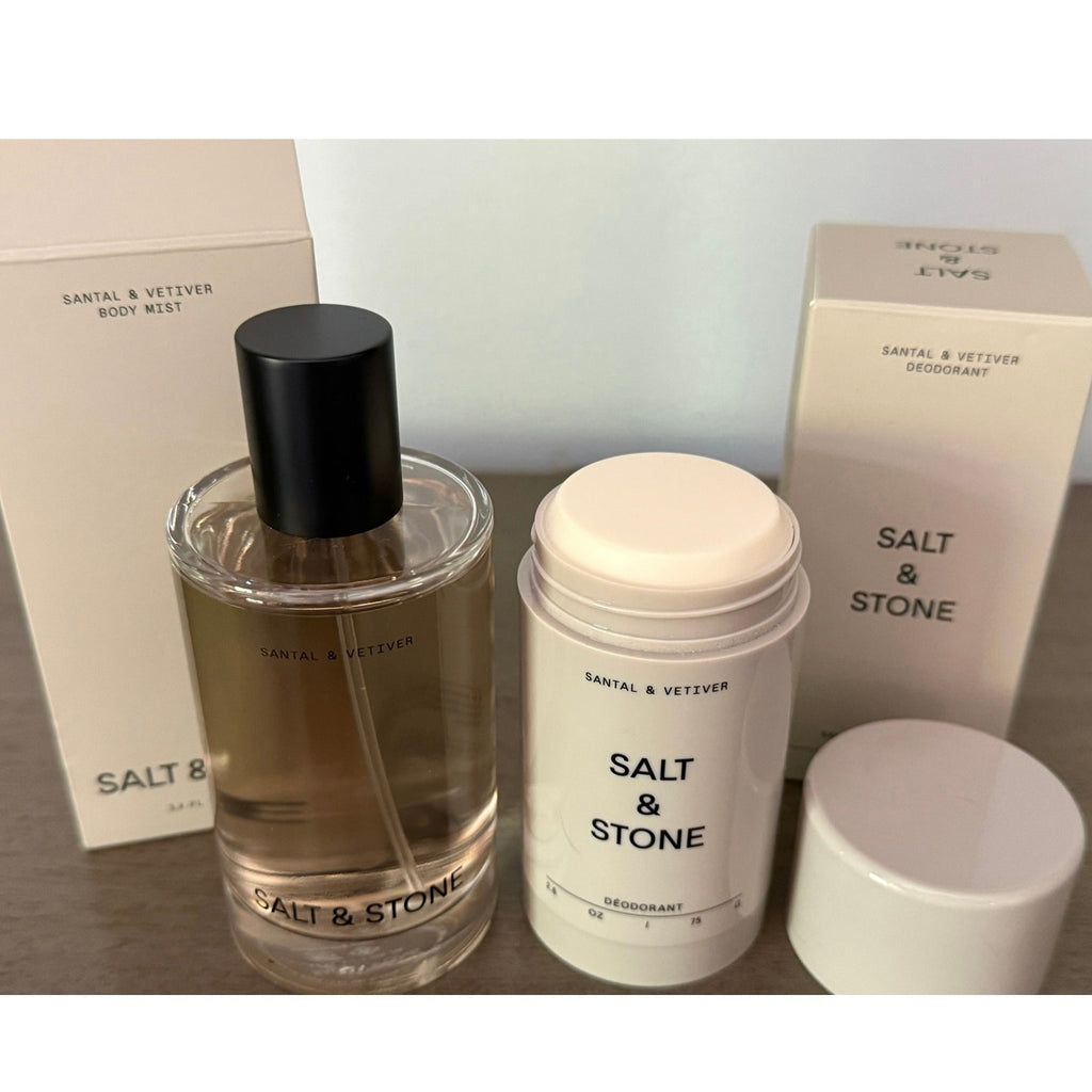 Salt & Stone Santal & Vetiver Full Size Body Spray & Deodorant NEW in Boxes