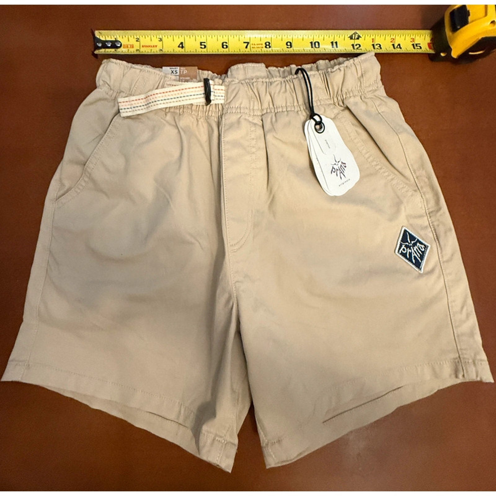 Prana Orig. Co-Ed Collection Mojave Shorts Khaki 5" inseam Women Small / Men XS