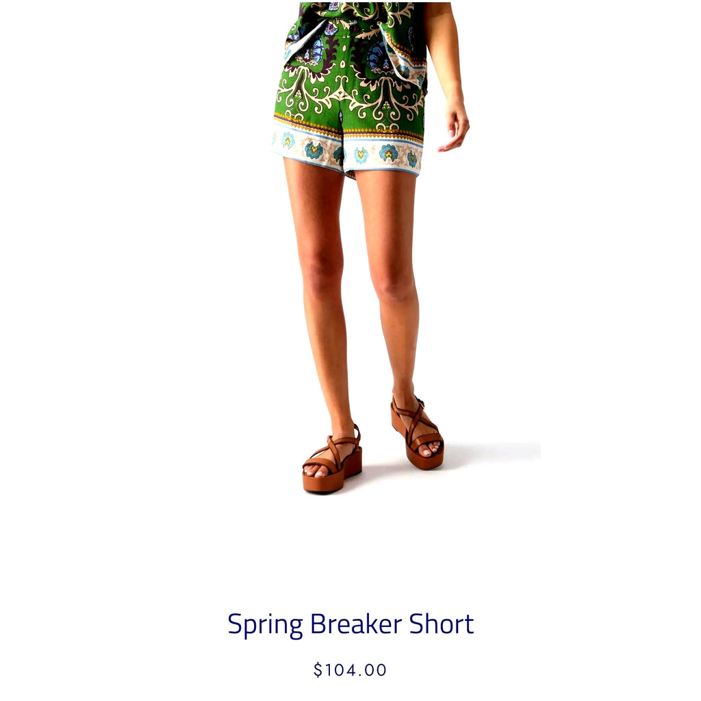 Sanctuary Spring Breaker High Rise Green Stylish Pattern Linen Shorts *Sz XS / S