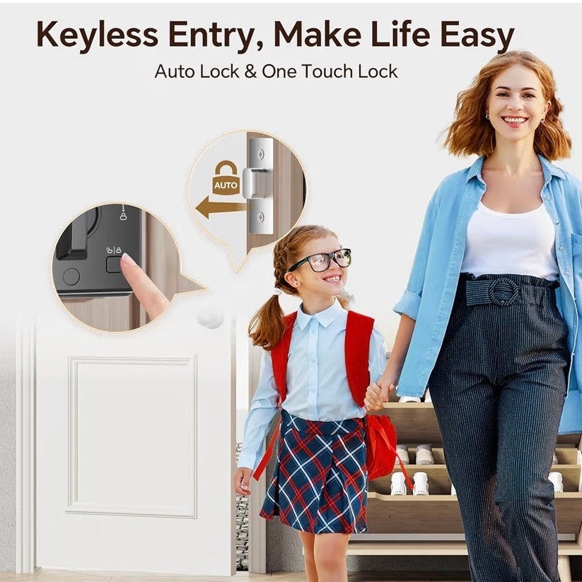 Smart Keyless Deadbolt Lock Set w/ Keypad & Door Knobs App Controlled MatteBlack