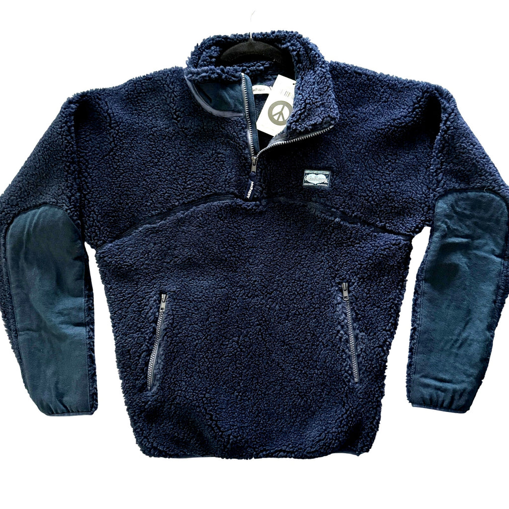 Madhappy Plush Sherpa Dark Navy Blue Premium Fleece Half‑Zip Pullover NWT Sz XS