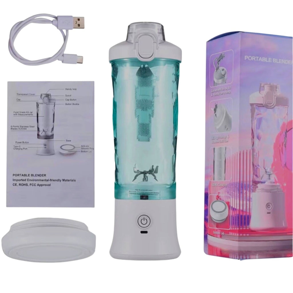 Portable 20oz USB Rechargeable LED Blender 6‑Blade Mini Smoothie Shaker Cup NEW