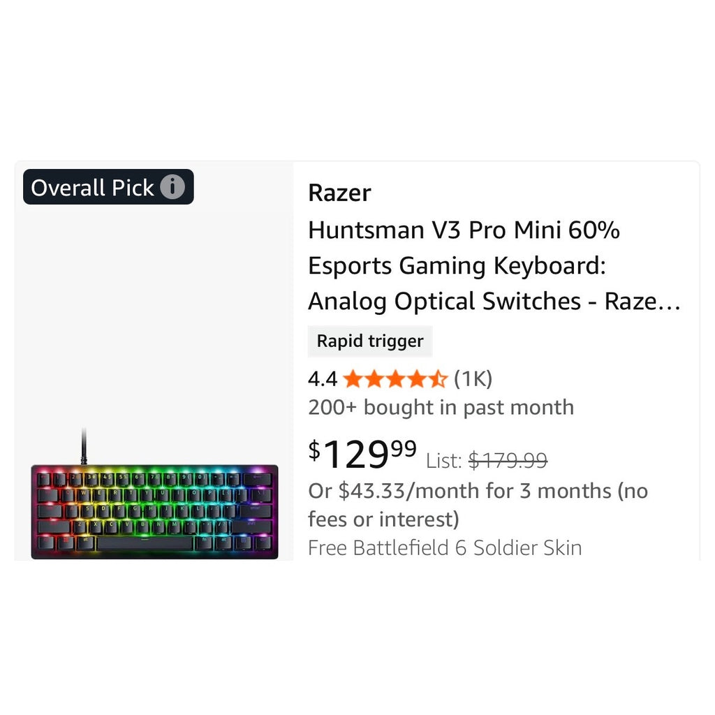 Razer Huntsman V3 PRO Mini 60% Analog Optical Esports Gaming Keyboard Sealed New