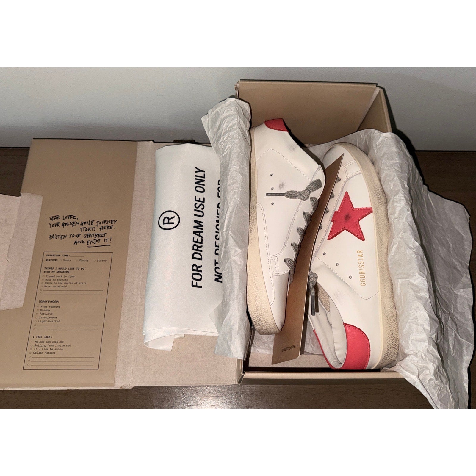 Golden Goose Super‑Star Sz 41 / 11 – White Leather, Rosa Cipria Star & Heel Tab
