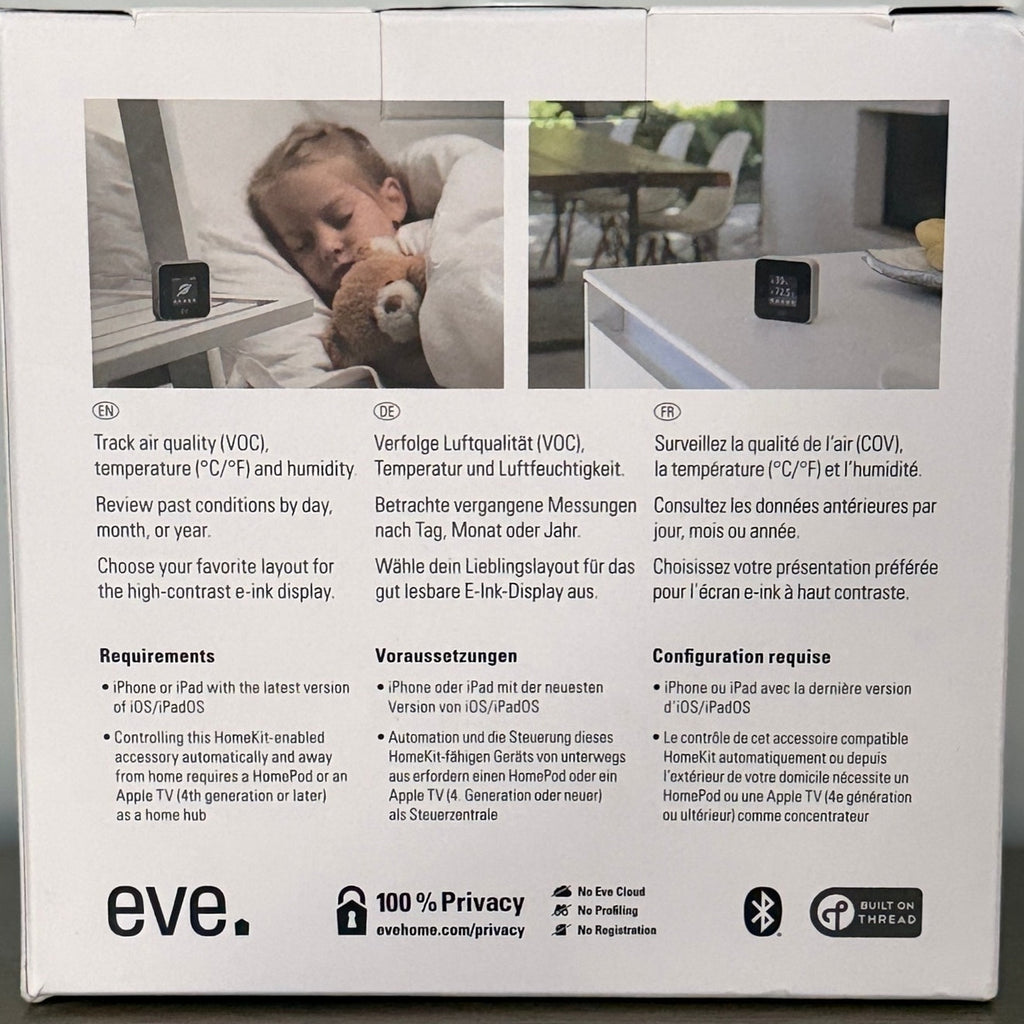Eve Room Air Quality Monitor VOC Temp Humidity Sensor Home Kit E‑Ink Display NEW