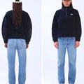 Madhappy Plush Sherpa Dark Navy Blue Premium Fleece Half‑Zip Pullover NWT Sz XS