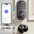 Smart Keyless Deadbolt Lock Set w/ Keypad & Door Knobs App Controlled MatteBlack