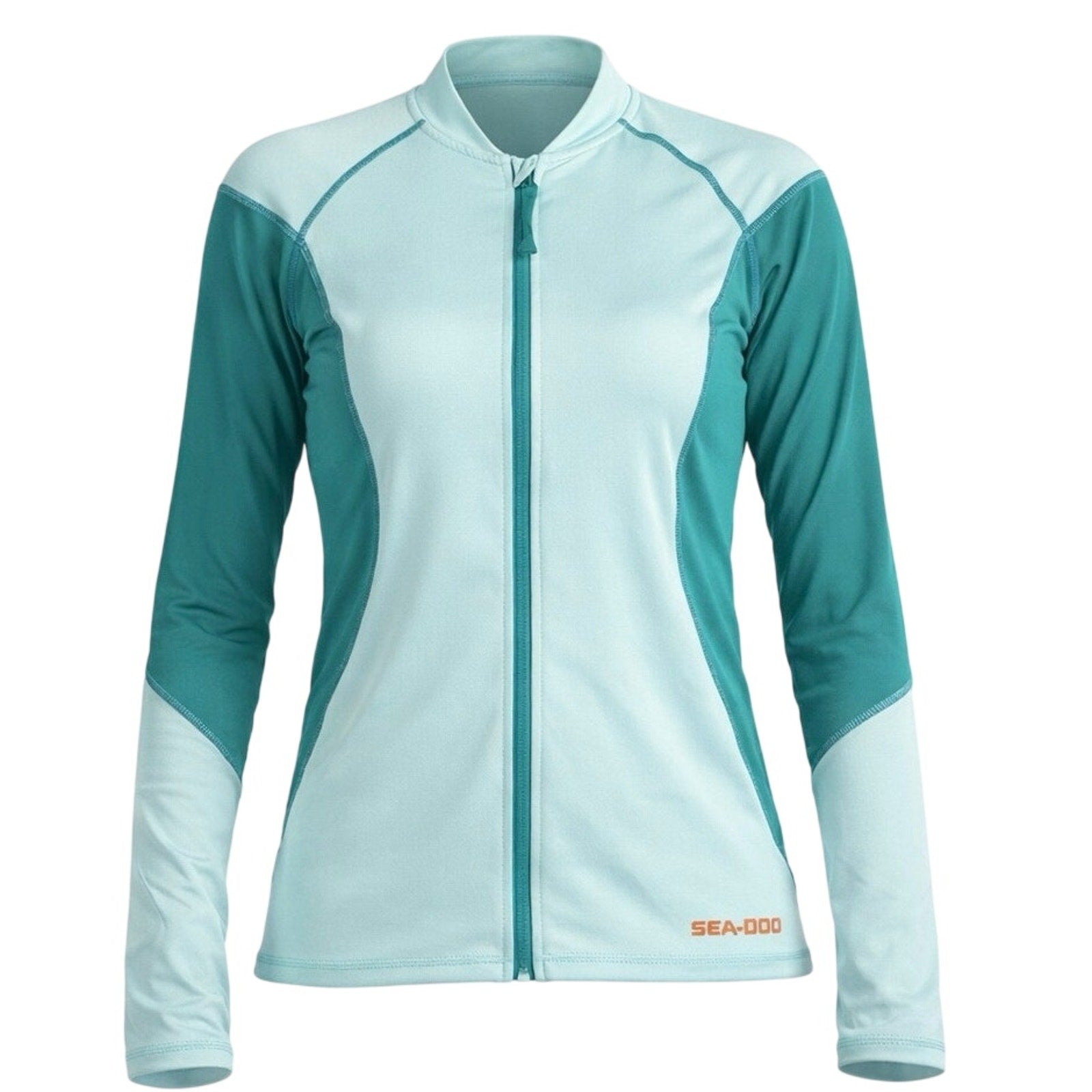 Women's SeaDoo Swim Rashguard Long Sleeve UV 50 Protection Zip Turquoise Sz Med