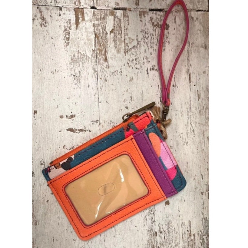 Catchfly Ladies Turquoise/Pink Stars & Cowgirl Hats Mini Wallet w/Wristlet NEW