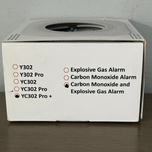 Carbon & Gas Detector YC302 Pro+ 4‑in‑1 Plug‑In Alarm Temp Humidity White