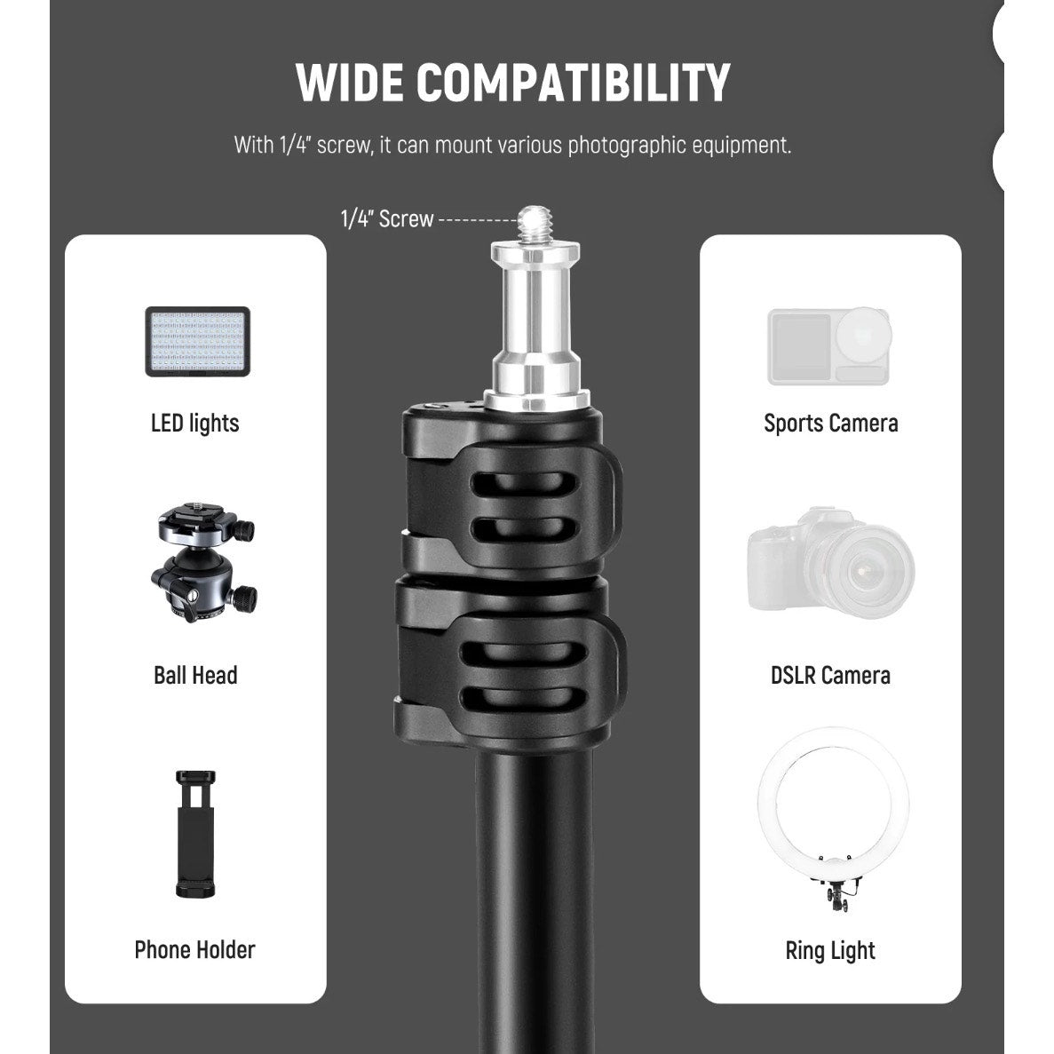 Neewer ST195 Photography Light Stand 1.5-6.4ft Aluminum Reversible Studio Tripod