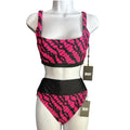 DKNY Swim Hot Neon Pink & Black Bikini Set Size Medium New