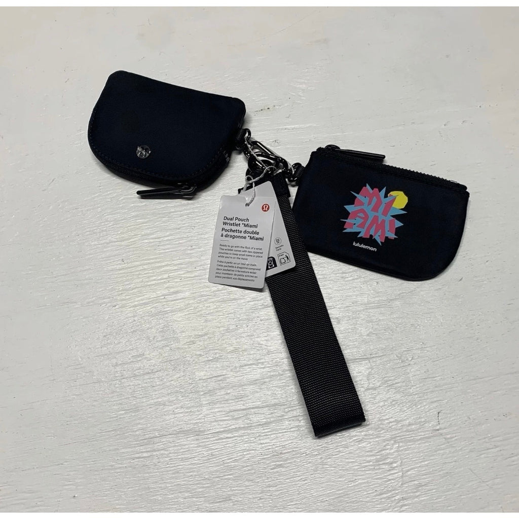 Exclusive Lululemon × Miami Collab Dual
Pouch Wristlet Black Rare Piece NWT