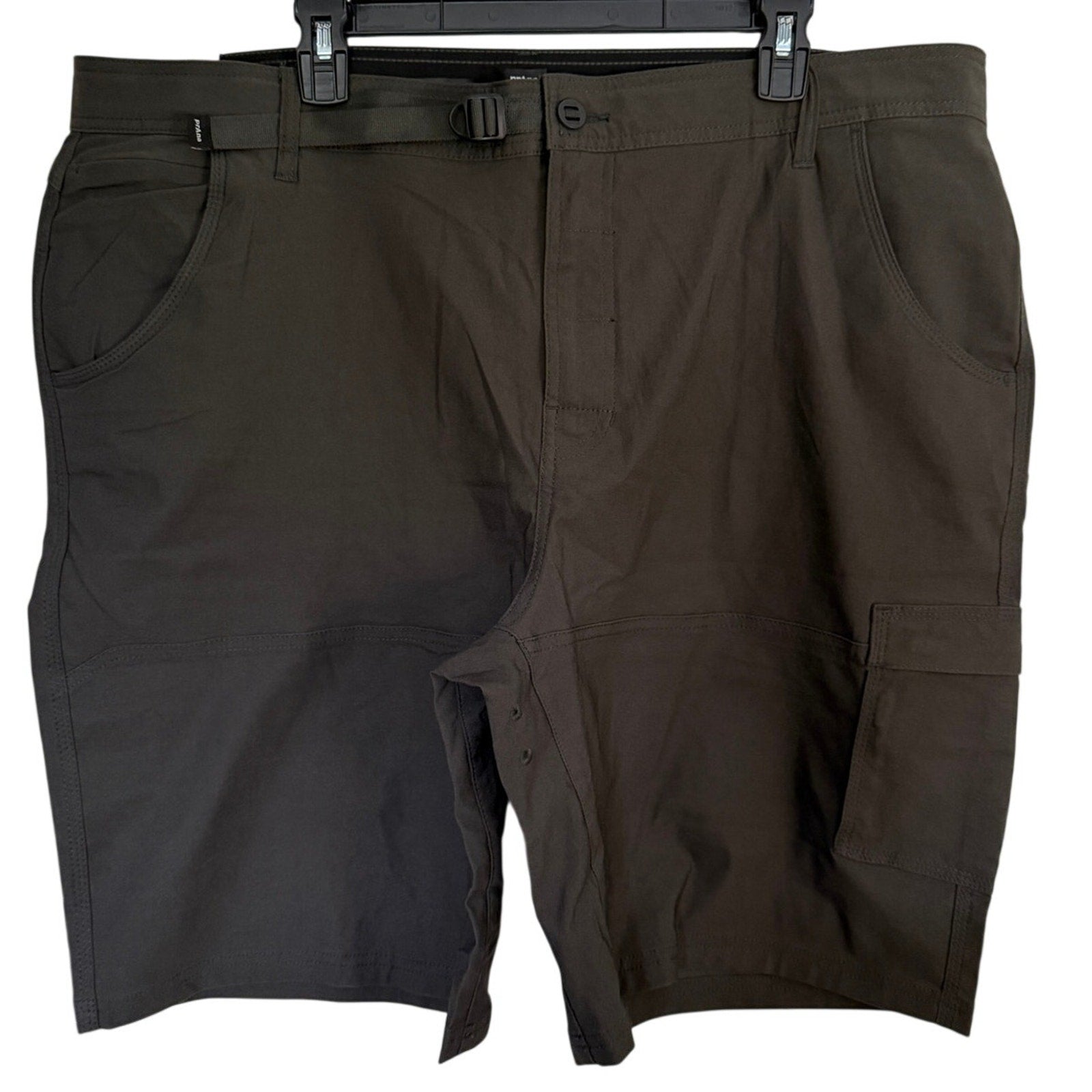 Mens PrAna Stretch Zion Short II Size 40 Waist Built in Belt Dark Iron Gray NWT